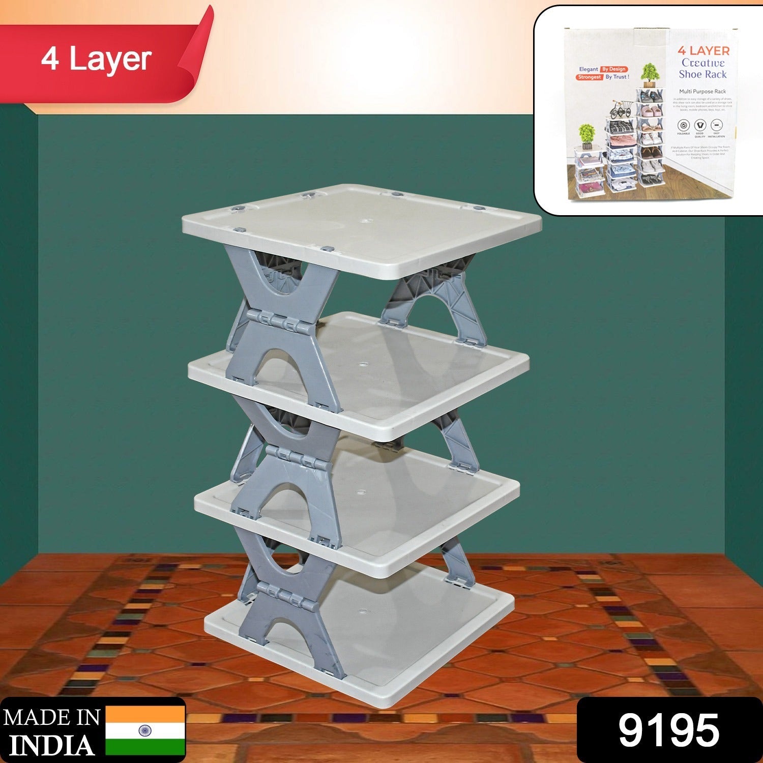 Foldable Shoe Rack (1 Pc, 4 Layers): Space-Saving, Entryway Storage - Shopmania Wholesale