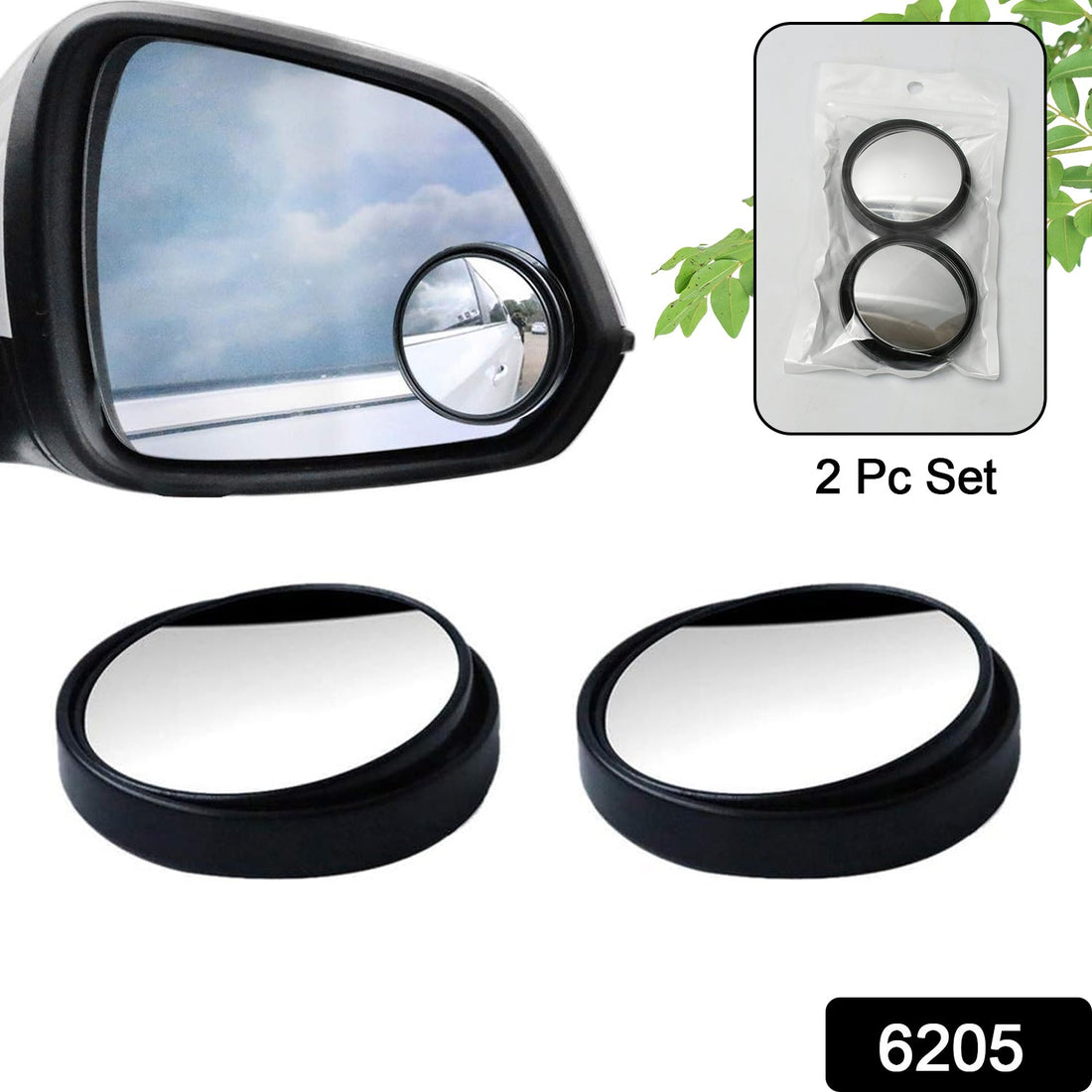 360DEGREE BLIND SPOT ROUND WIDE ANGLE ADJUSTABLE CONVEX REAR VIEW MIRROR - PACK OF 2 - Shopmania Wholesale