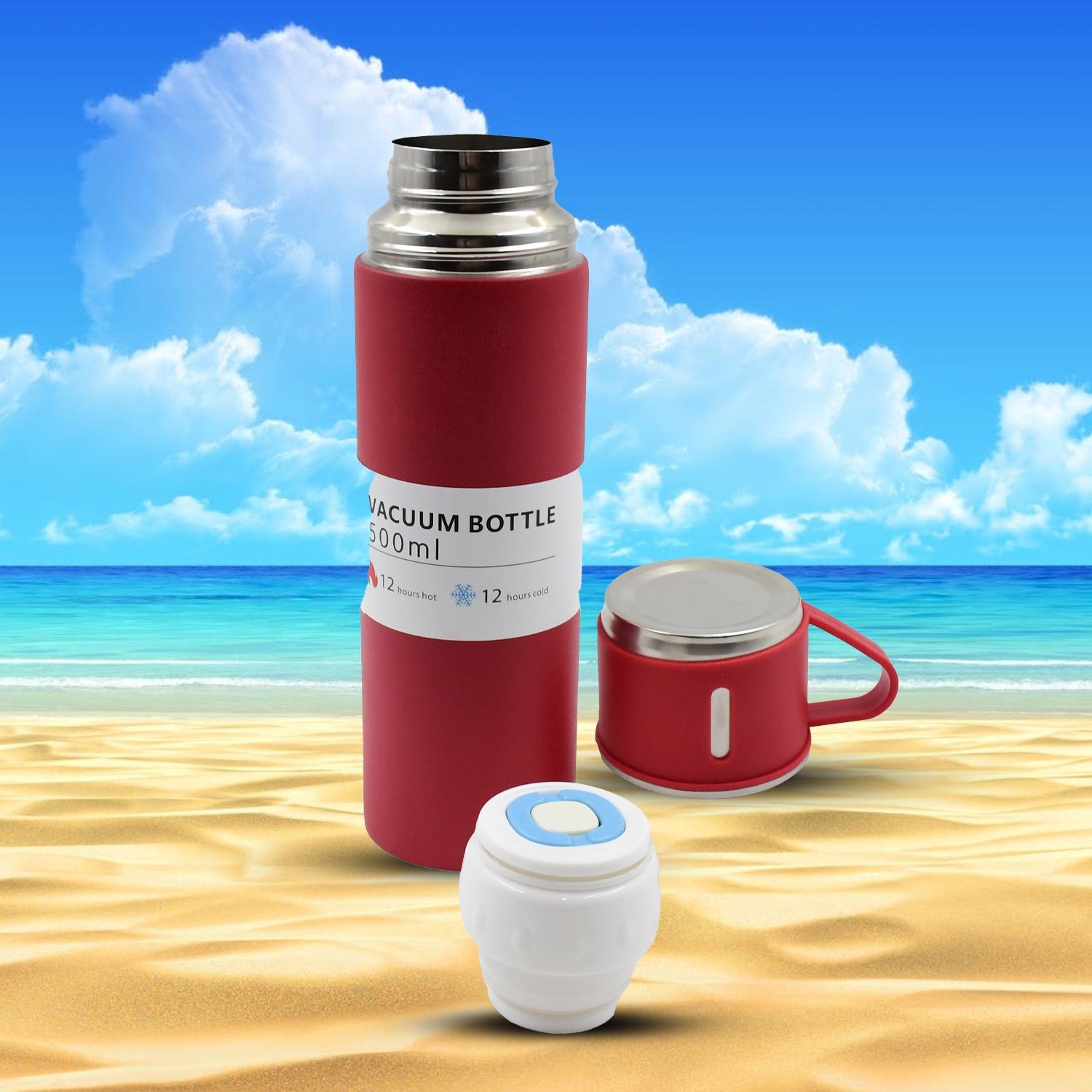 Stainless Steel Vacuum Insulated Water Bottle With Coffee / Tea Mug (500 ML) - Shopmania Wholesale