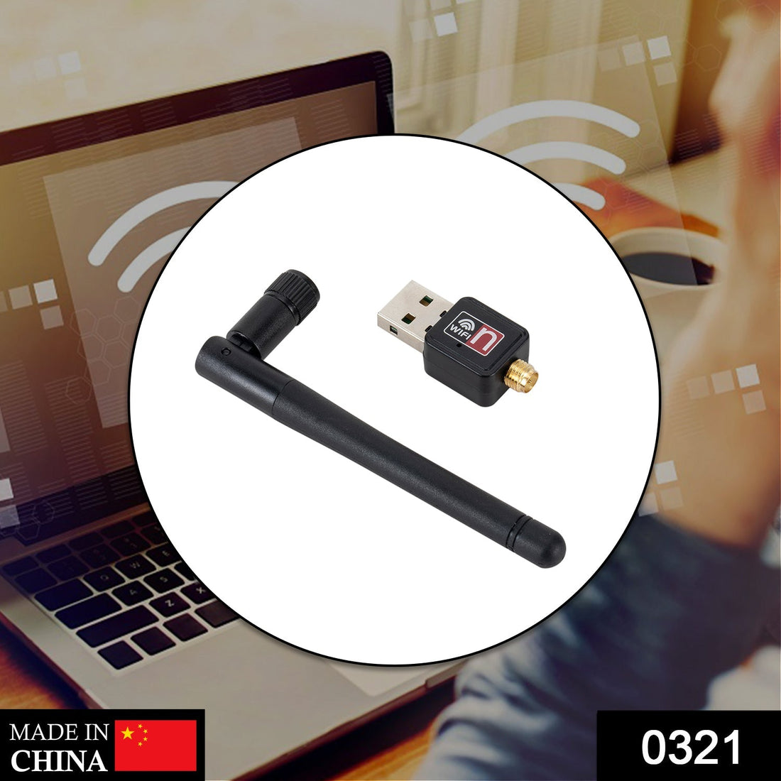 USB WiFi receiver for home and office use, providing internet connectivity.