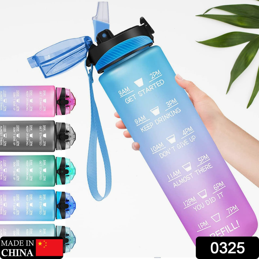 Motivational water bottle with time marker