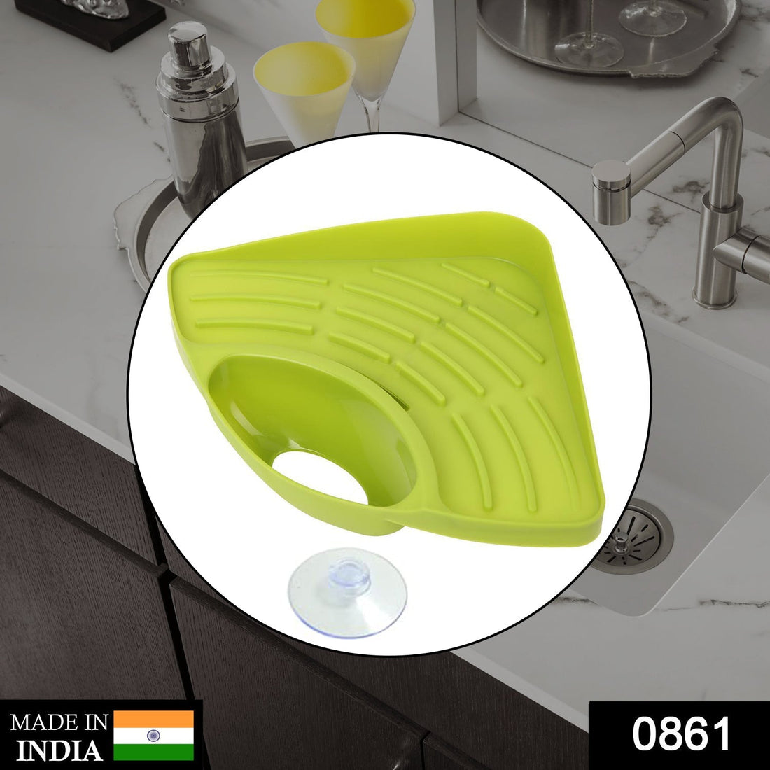 Triangular sink strainer basket for kitchen corner, multi-functional drain shelf.