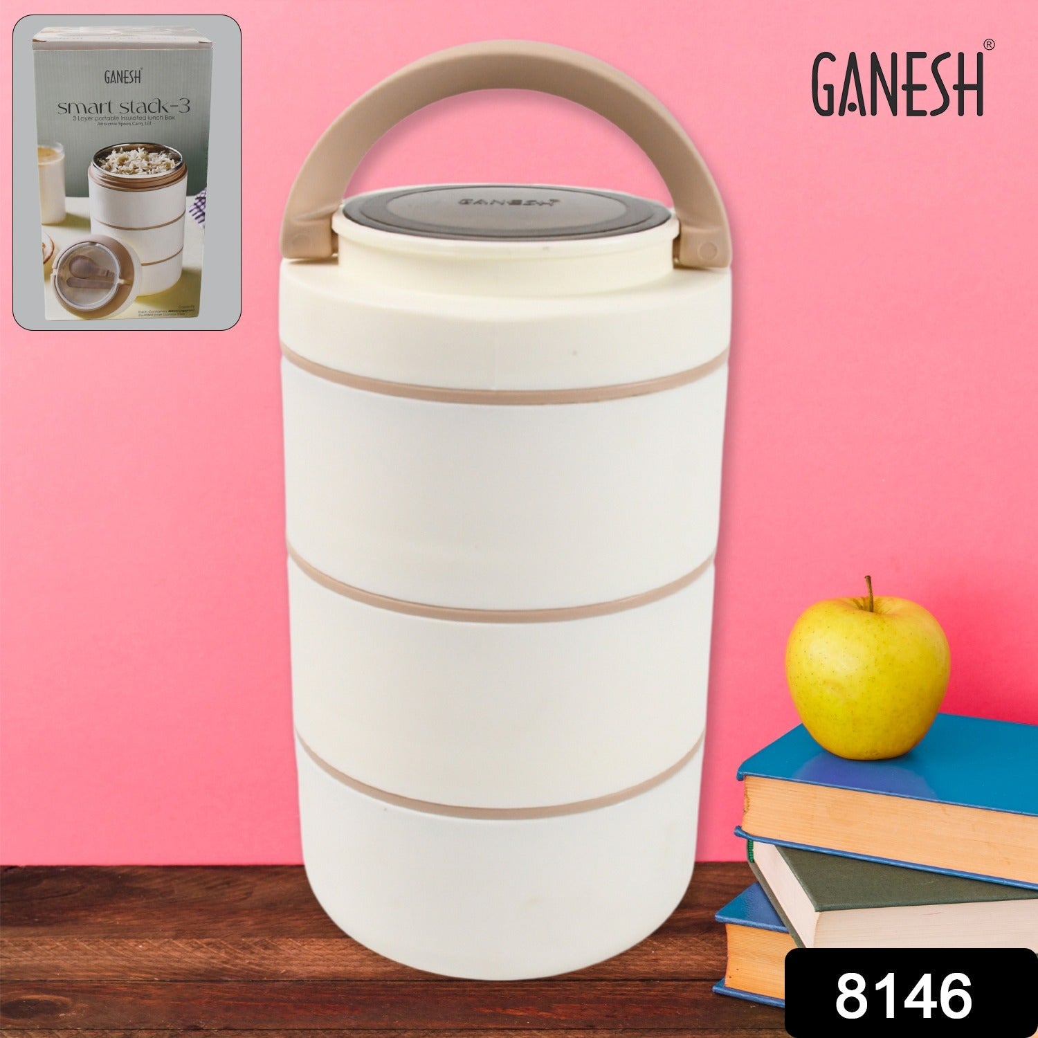 Ganesh Smart Stack 3 Layer Portable Lunch Box Stainless Steel Airtight Leak-Proof Lunch Box for Office, School, Picnic: Color May Vary (3 Layer) - Shopmania Wholesale