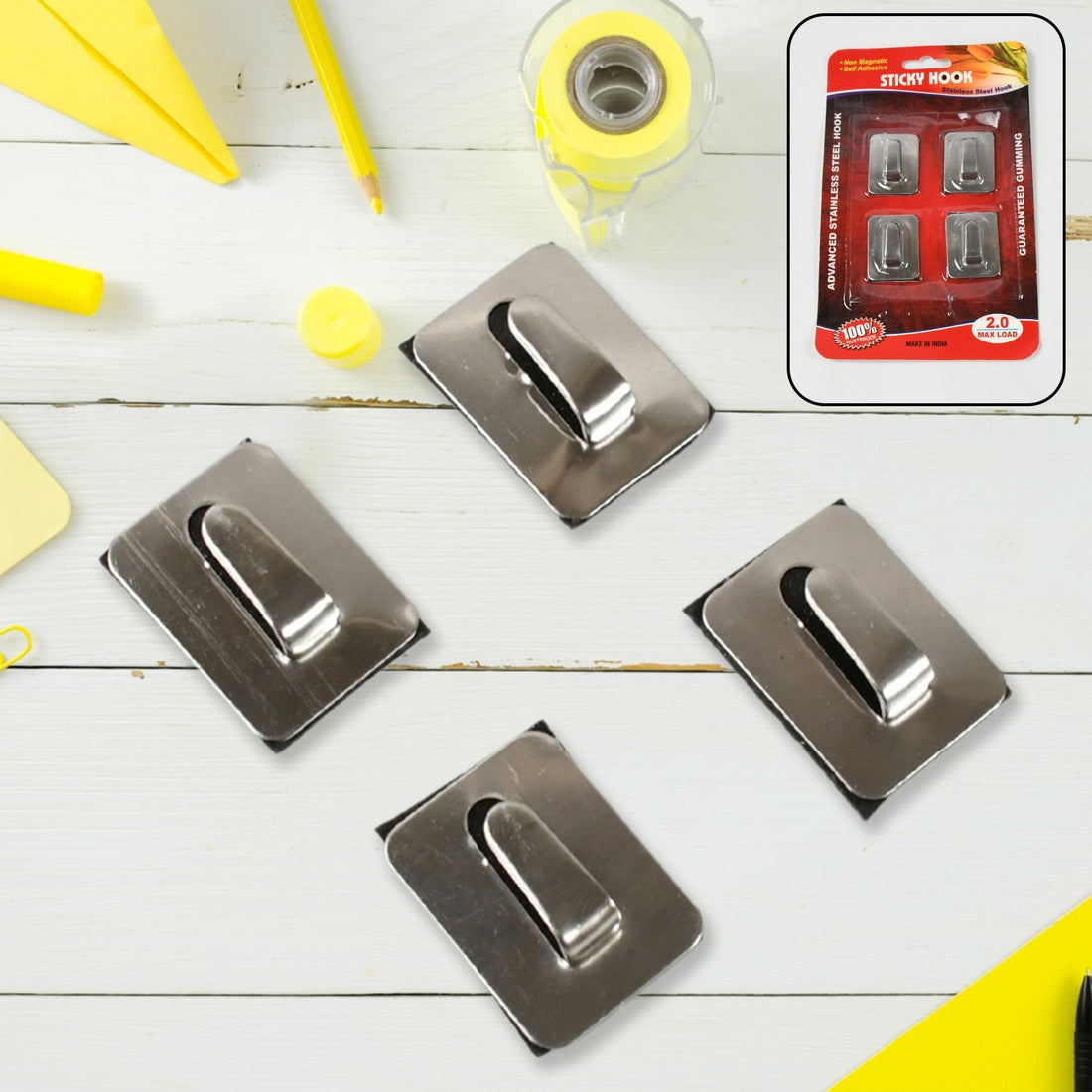 Self- Adhesive Hooks, Heavy Duty Wall Hooks Hangers Stainless Steel Waterproof Sticky Hooks for Hanging Robe Coat Towel Kitchen Bathroom and. your brand