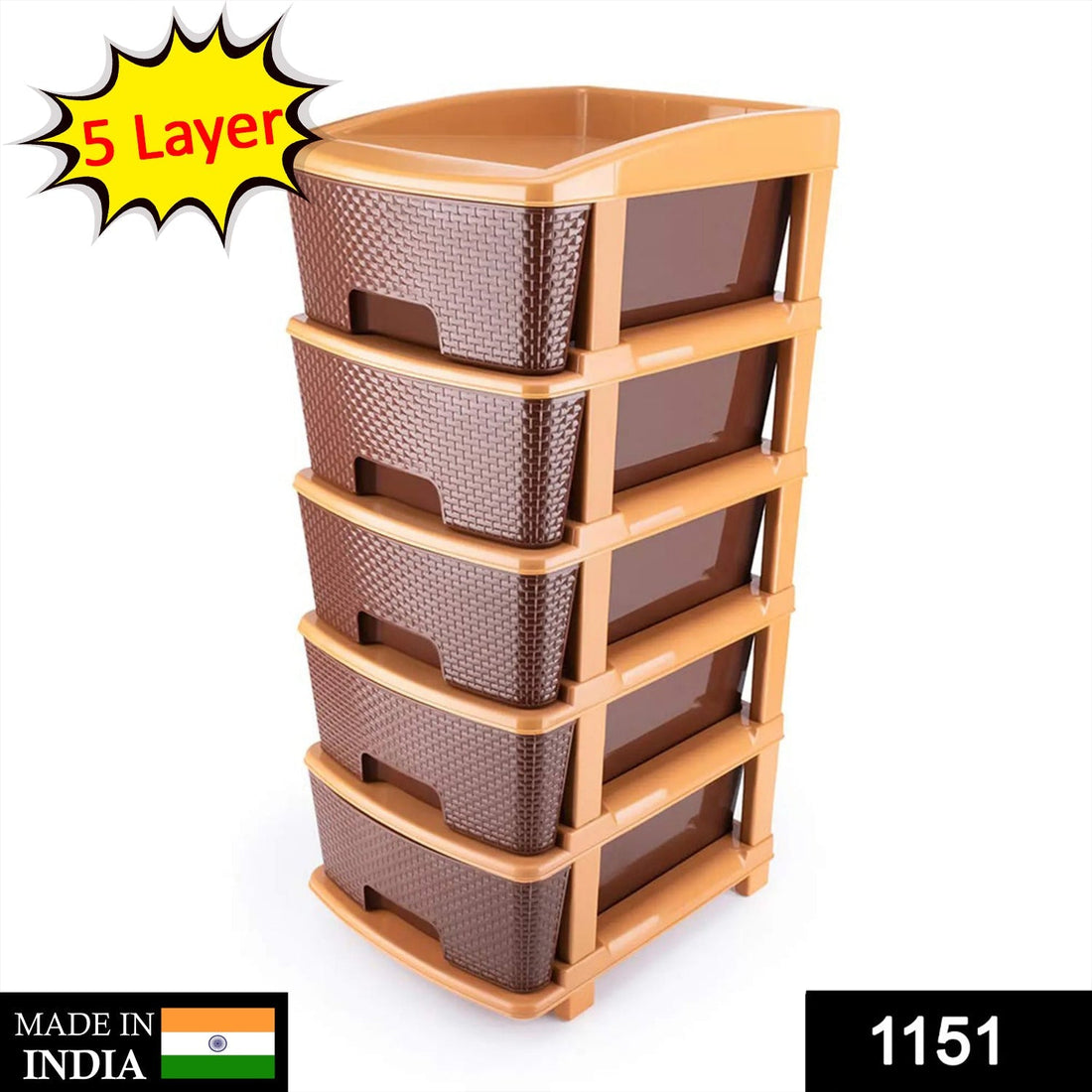 5-tier plastic modular drawer system