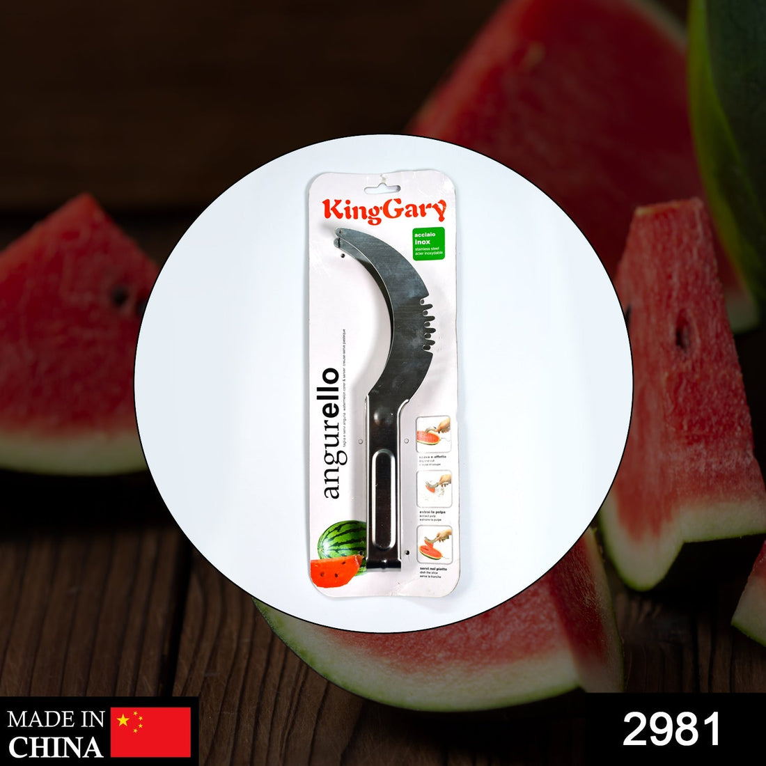 Stainless steel watermelon and cantaloupe slicer, kitchen gadget for fruit and vegetable cutting
