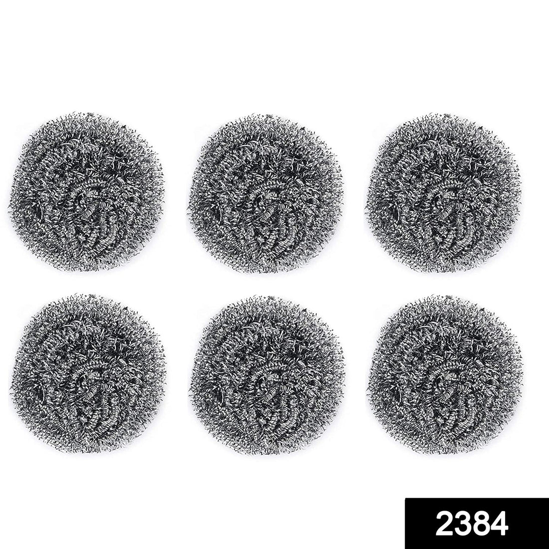 Round stainless steel scrubbers, pack of 6