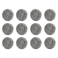 Round shape stainless steel scrubber, pack of 12, effective for cleaning.