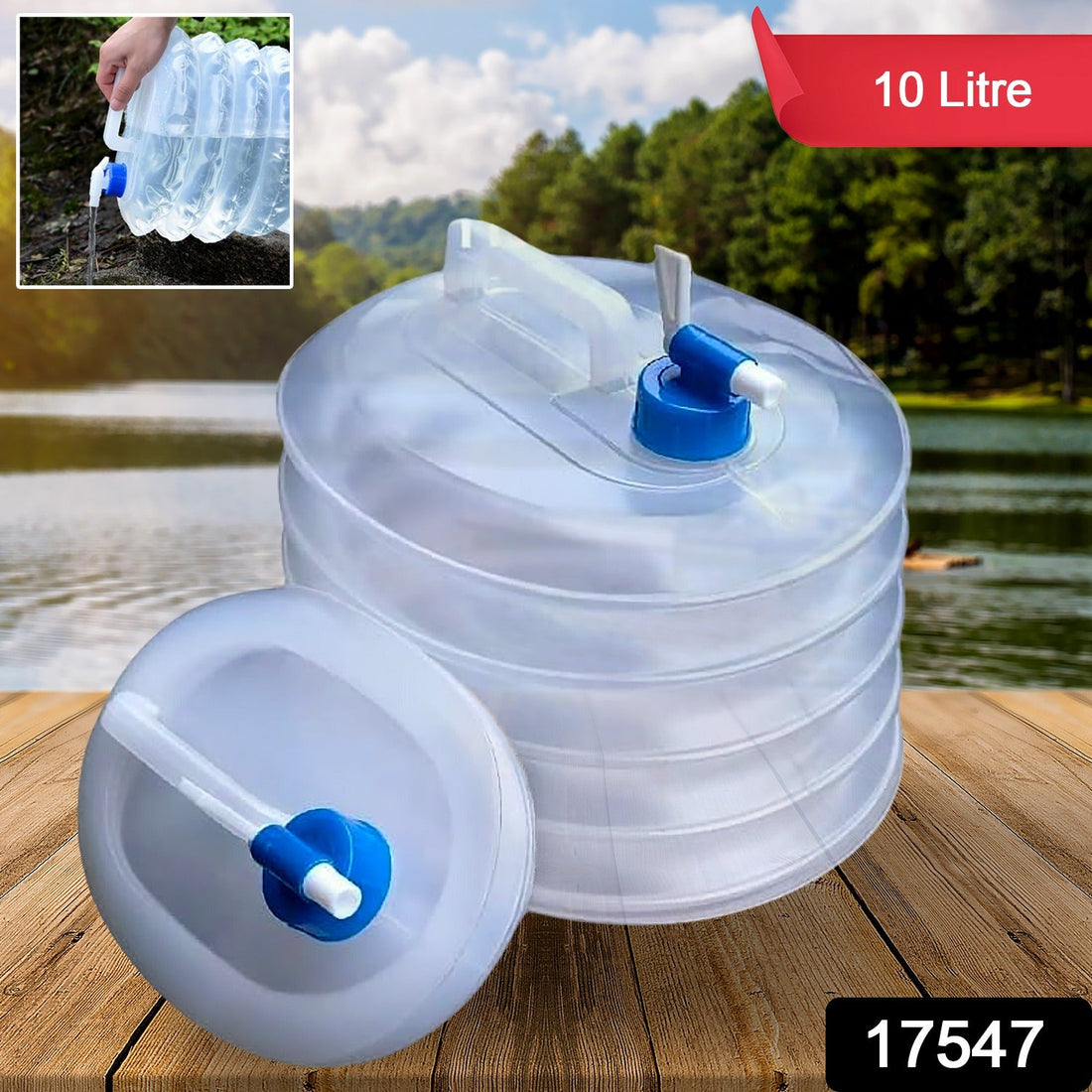 Outdoor Camping Collapsible Portable Water Container with Carry Handle Tap Valve Large Food Grade - Shopmania Wholesale