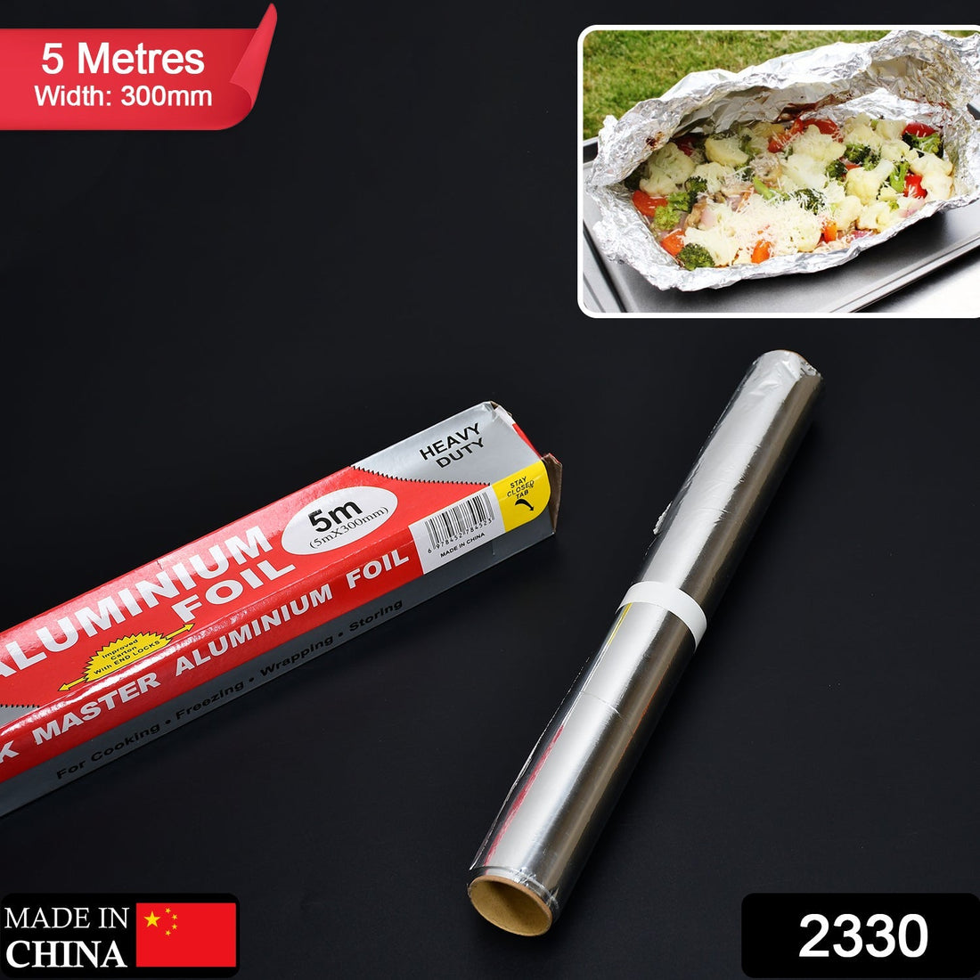Heavy duty aluminum foil roll, non-stick for grilling