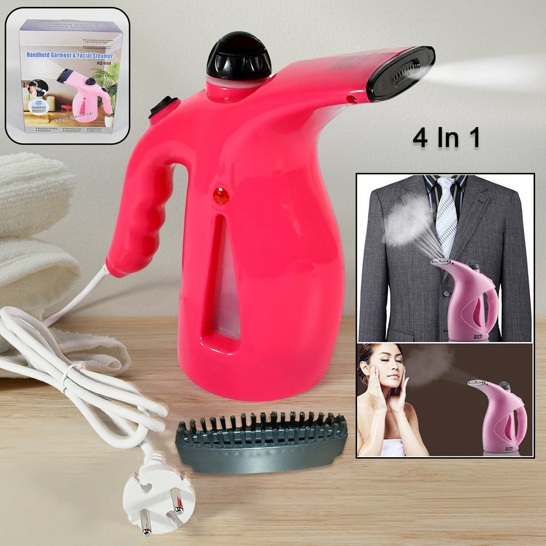Portable 4 in 1 Handheld Garment Steamer & Facial Steamer Electric Iron Steam Portable Handy Vapor Steamer - Shopmania Wholesale