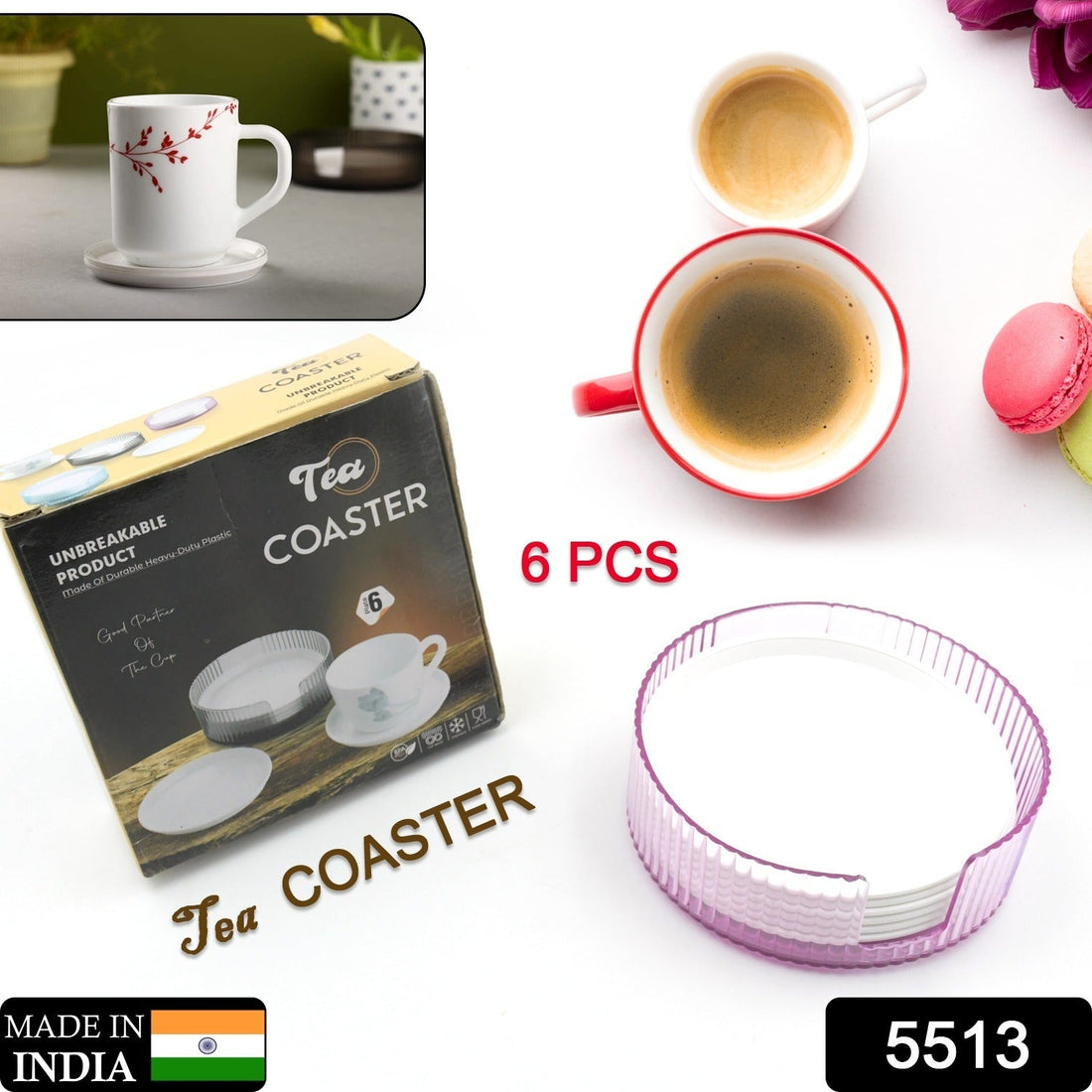 Coasters protecting furniture from cup stains