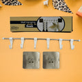Stainless Steel Utensil Hanger Rail Nail Free Wall Mount with 2 Magic Stickers & 6 Plastic Hooks For Kitchen - Shopmania Wholesale