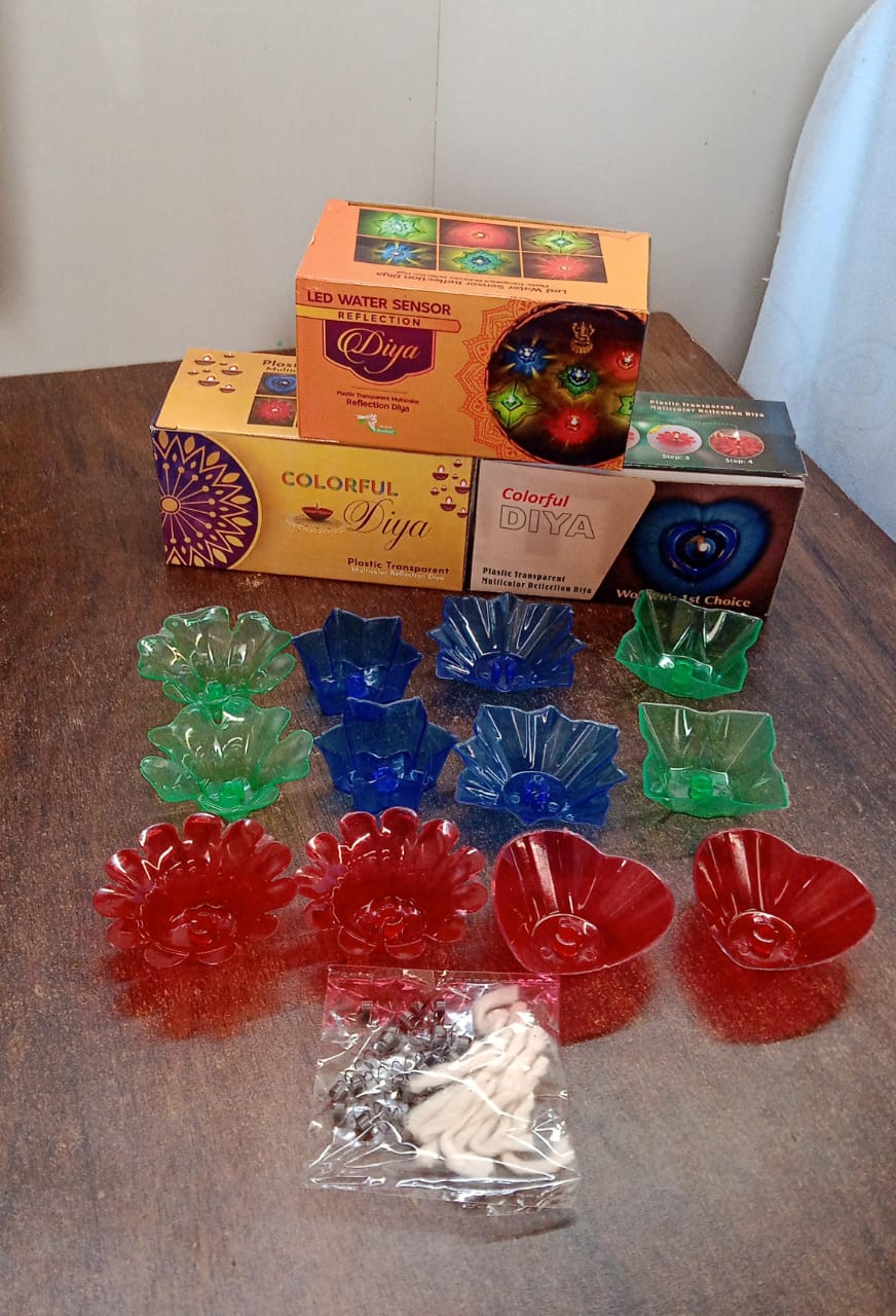 Magical Reflection Diya Set with 6 Attractive Design Cup Set Of 12 Pieces your brand