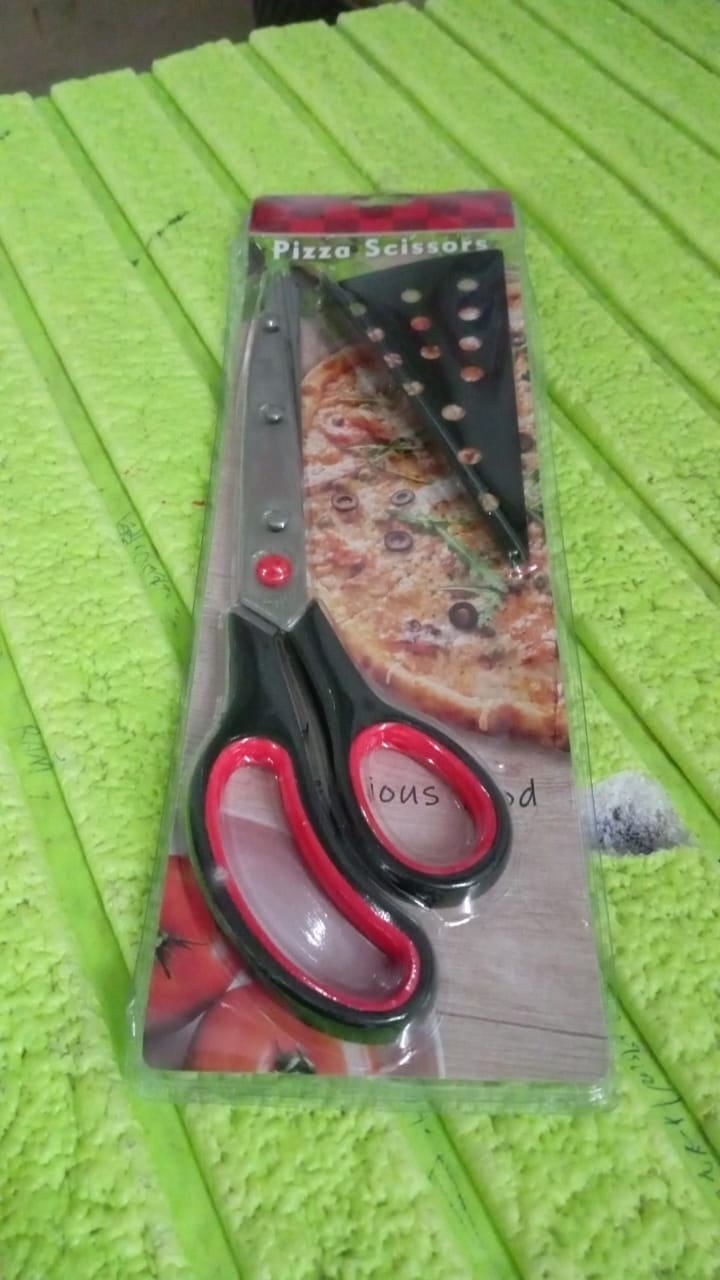 Stainless Steel Pizza Cutter Scissors Plastic Handle with Removable Spatula - Shopmania Wholesale