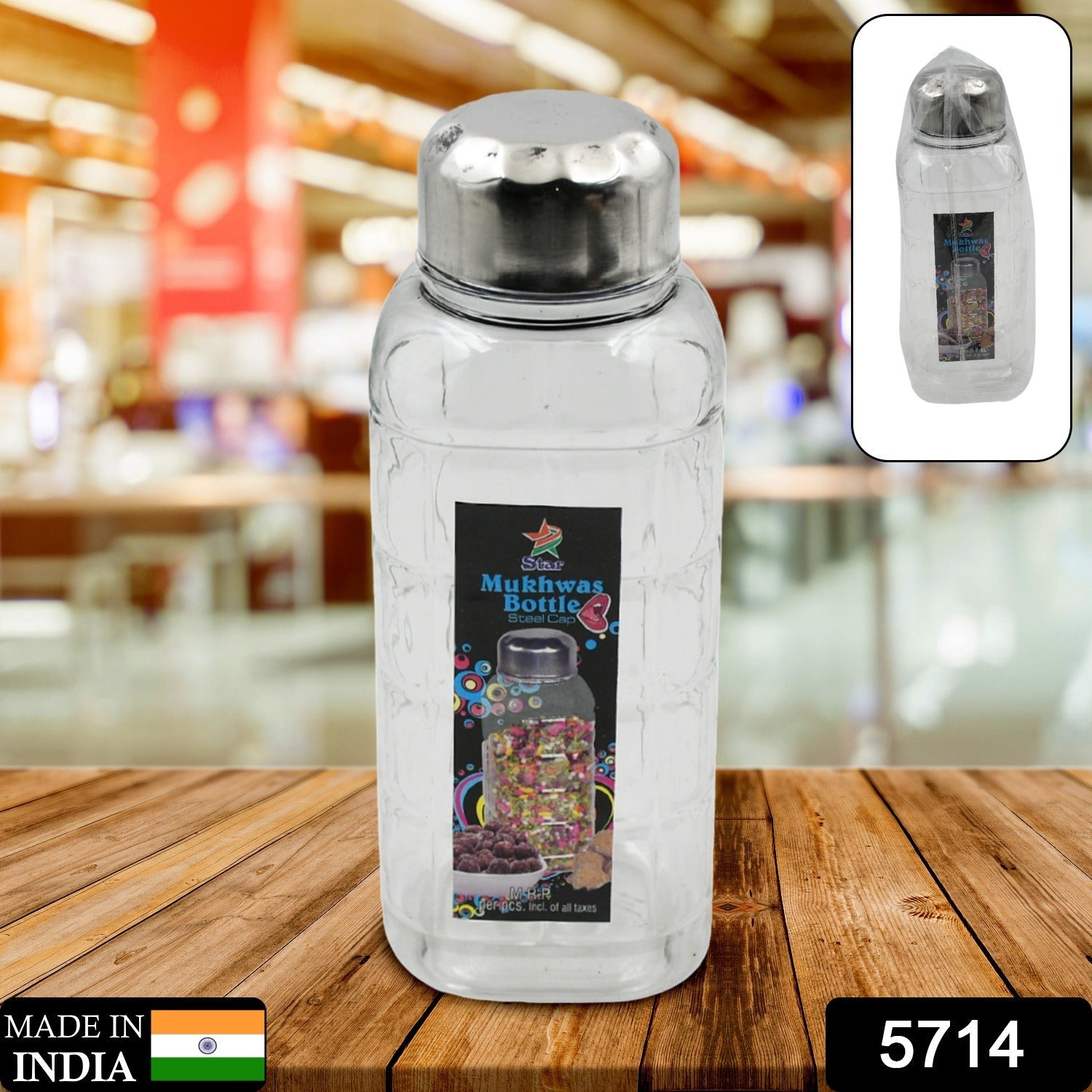 Plastic Transparent Mukhwas Bottle With Steel Cap / Mouth Freshener / Dryfruits Multipurpose Air Tight and BPA Free Kitchen Storage Bottle (1 Pc) - Shopmania Wholesale