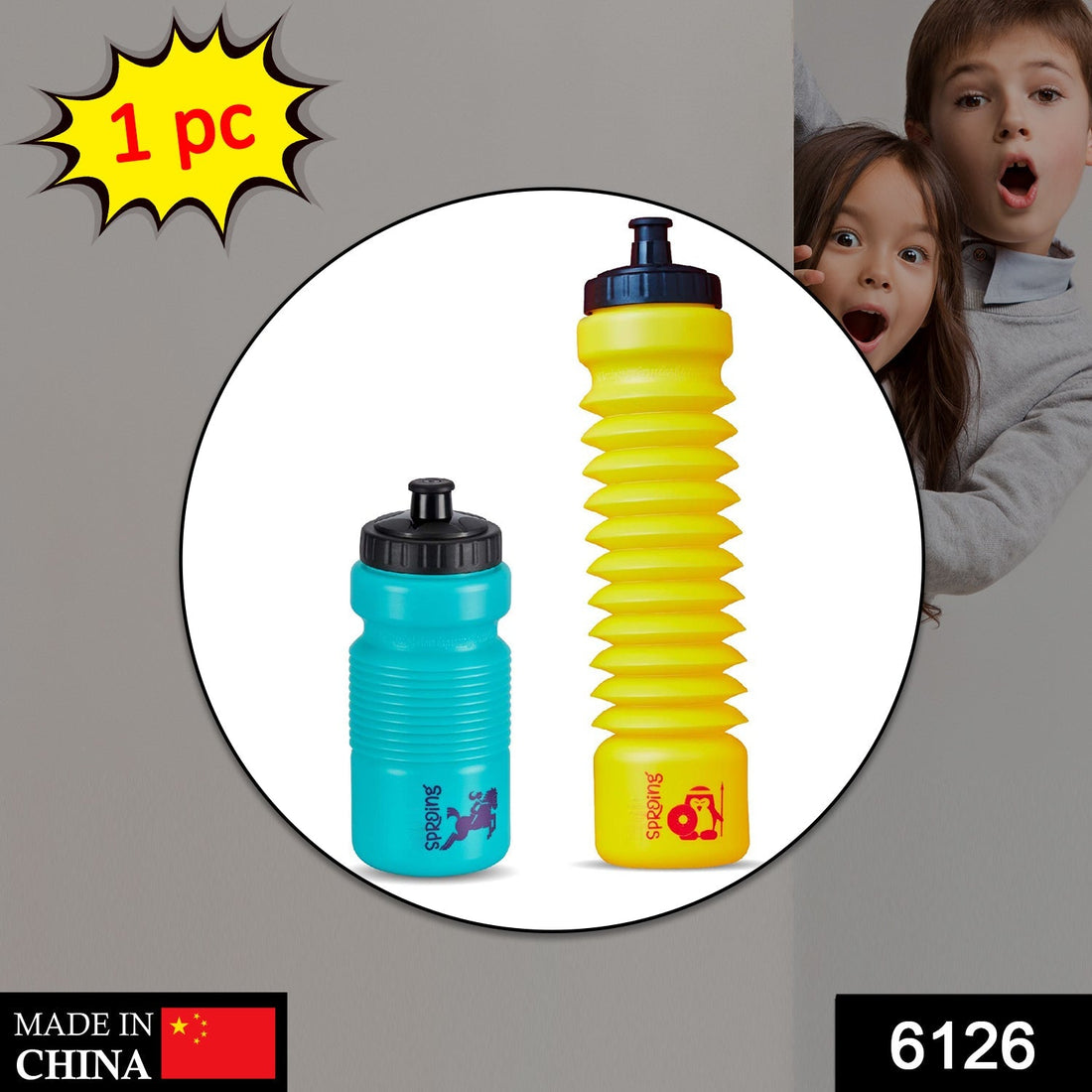 Pull N Stretch water bottle, flexible design for easy storage and use.