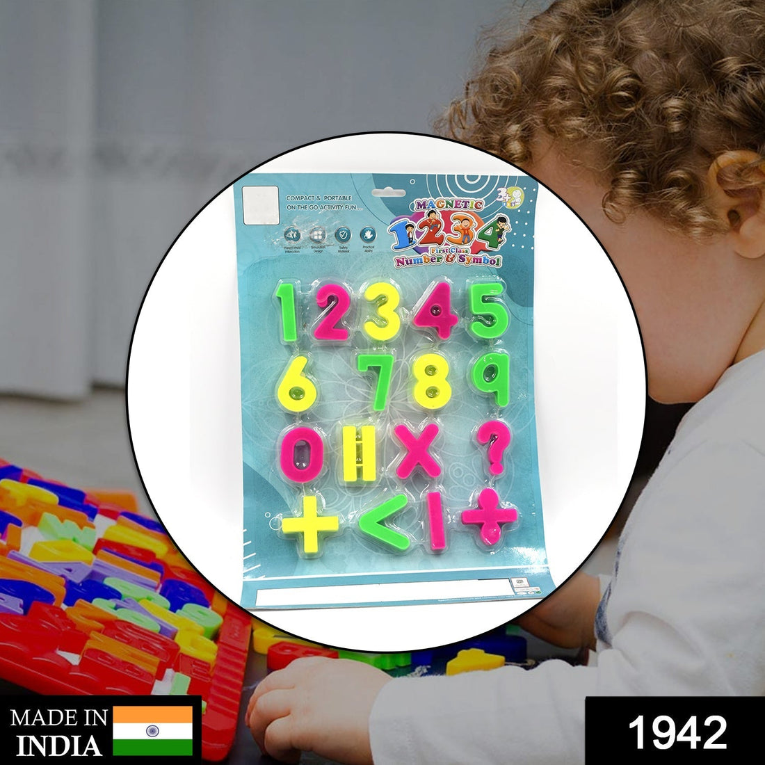 Magnetic number symbols toy set for babies, designed for interactive learning.