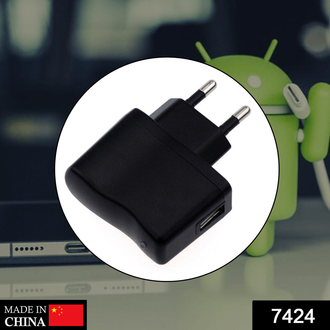 USB wall charger compatible with iPhone, Android, and other smartphones, featuring multiple ports