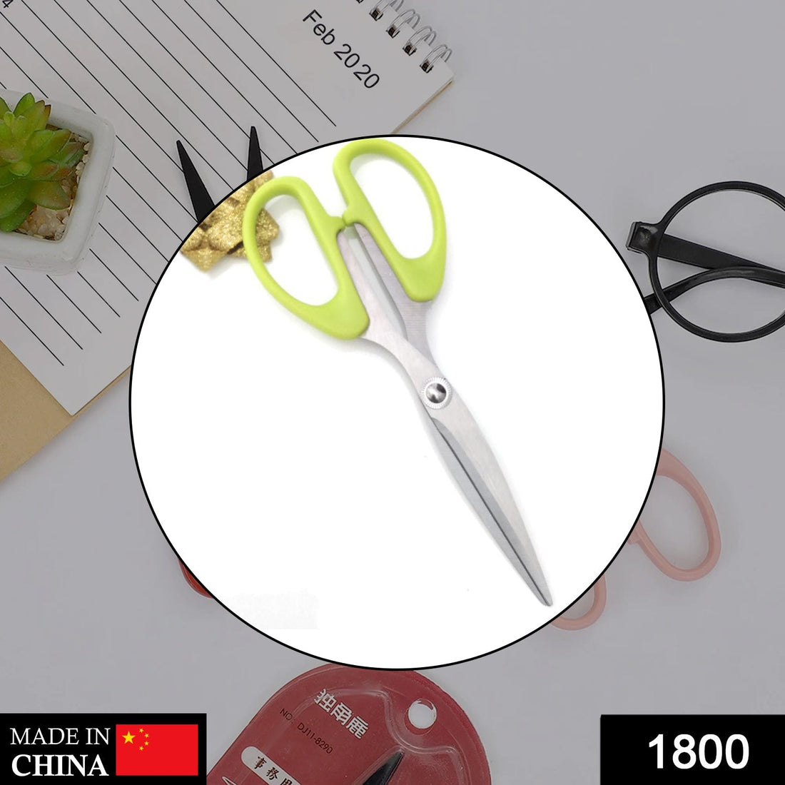 Stainless steel scissors with plastic handle grip, 160mm in size, designed for precision cutting