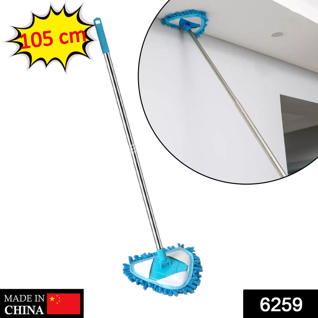 Rotatable triangle mop with long handle