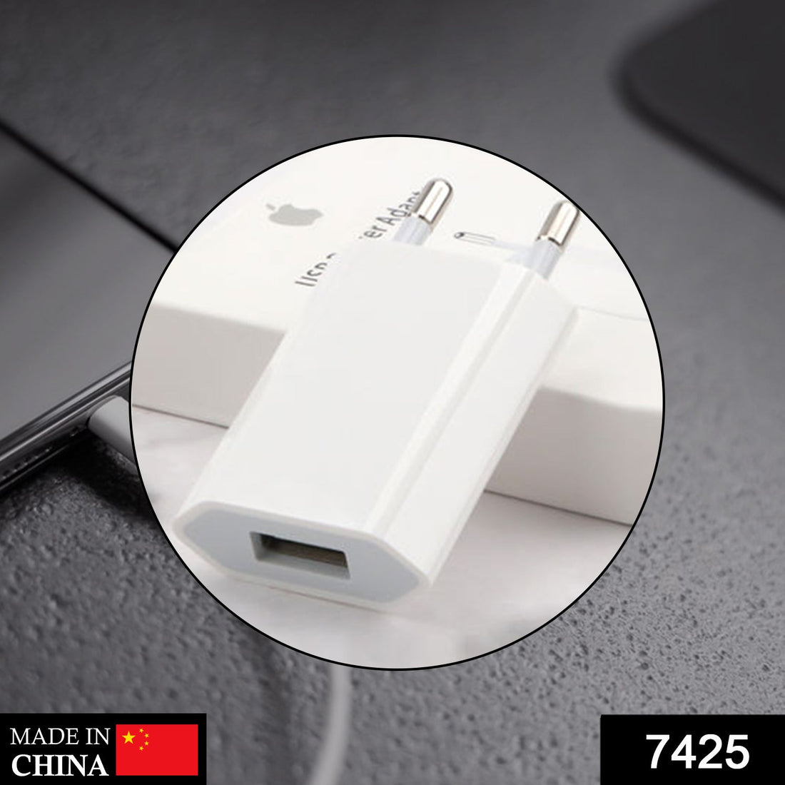 USB wall charger adaptor only for iPhone, Android, and smart phones, showing detailed design