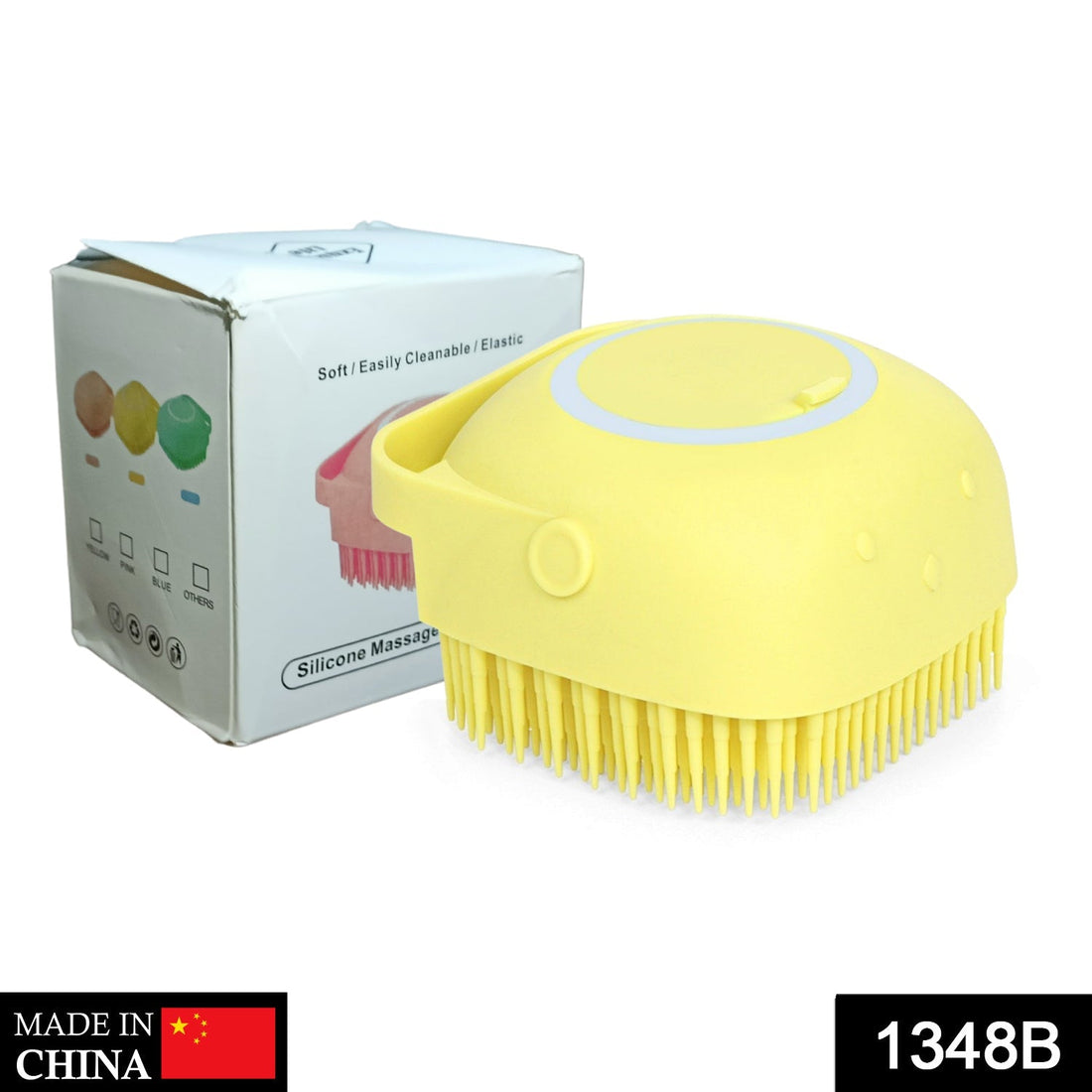 Silicone bath brush with shampoo dispenser, massage