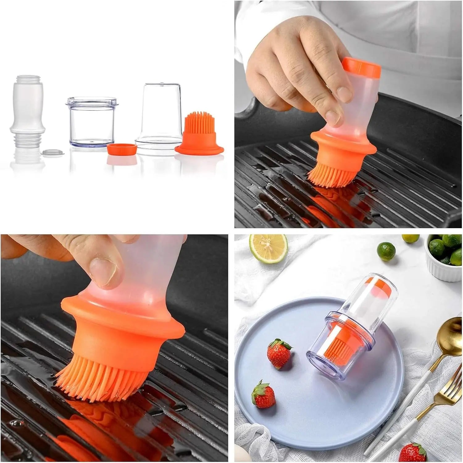 2 in 1 Portable Silicone Oil Bottle Brush with Lid (1 Set) your brand