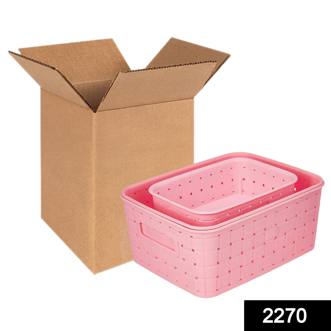 Set of 3 multipurpose storage baskets for organizing shelves and spaces.