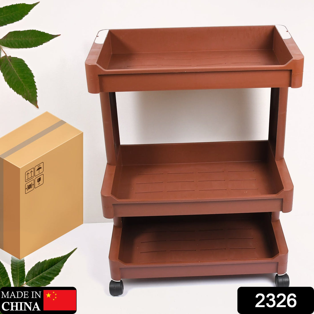 Plastic serving trolley for kitchen and bar use