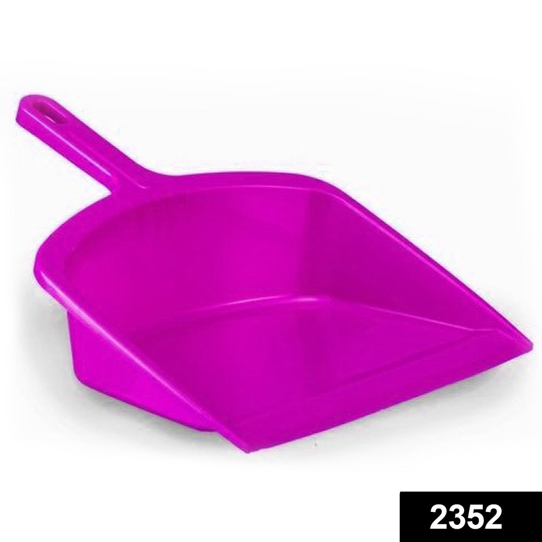 Multi-surface plastic dustpan with handle, durable for everyday use.