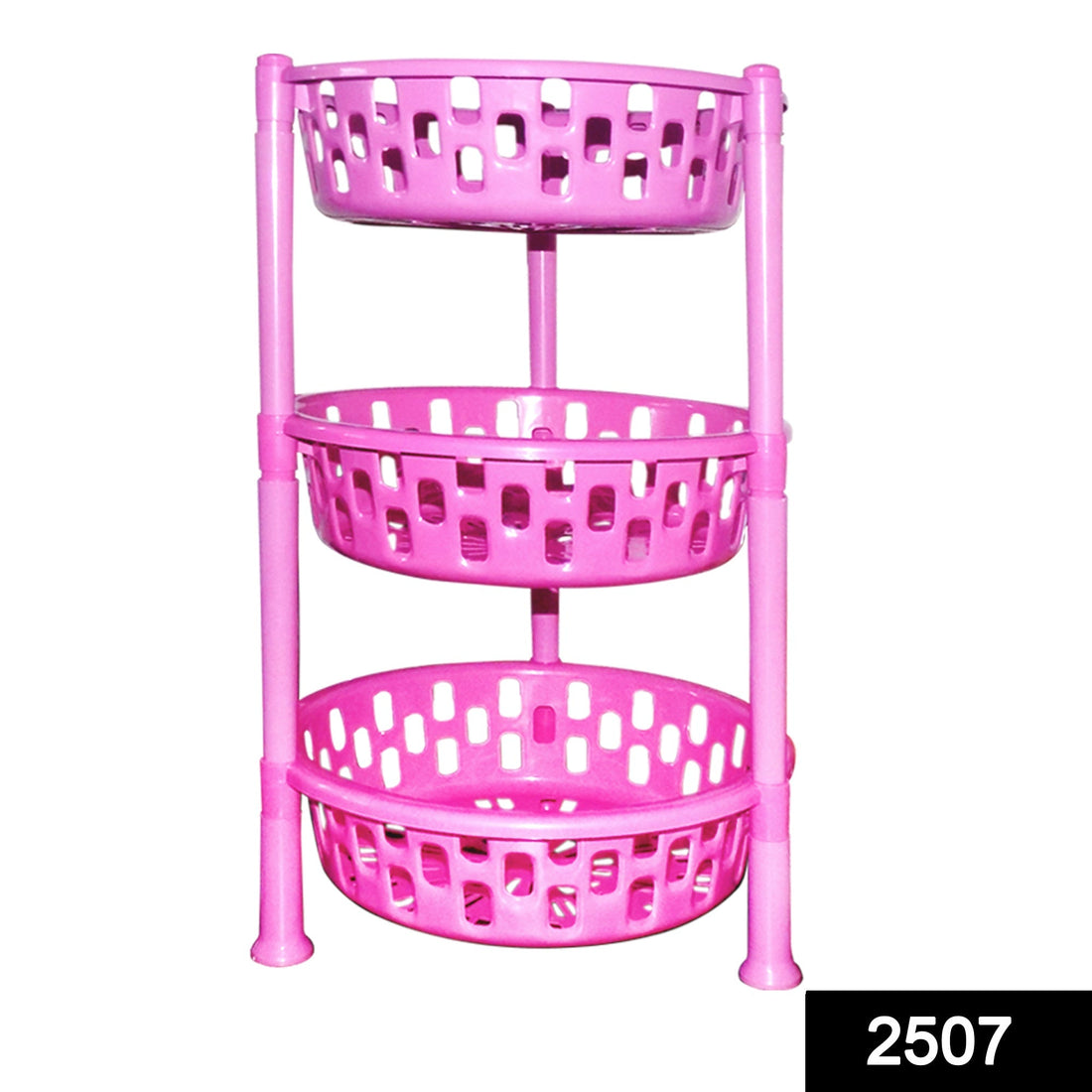 Round plastic storage rack organizer with multiple tiers