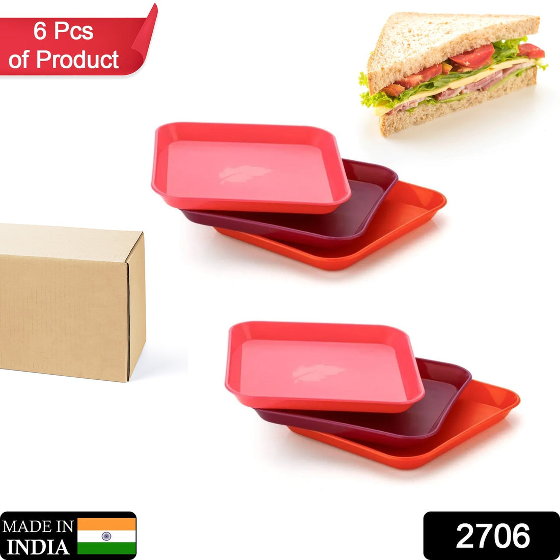 Colorful square plastic plate.