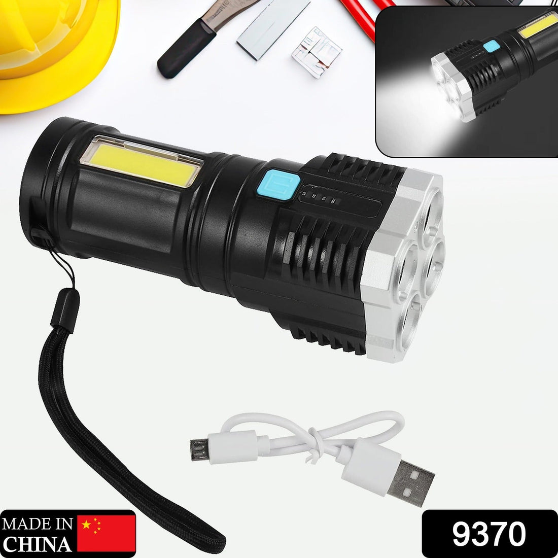 Multifunctional 4 LED torch with rechargeable battery for long-distance beam