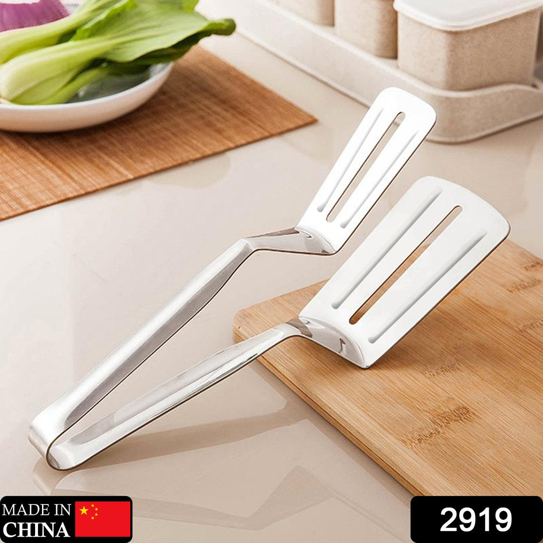 Multifunction cooking serving turner, stainless steel BBQ kitchen tongs