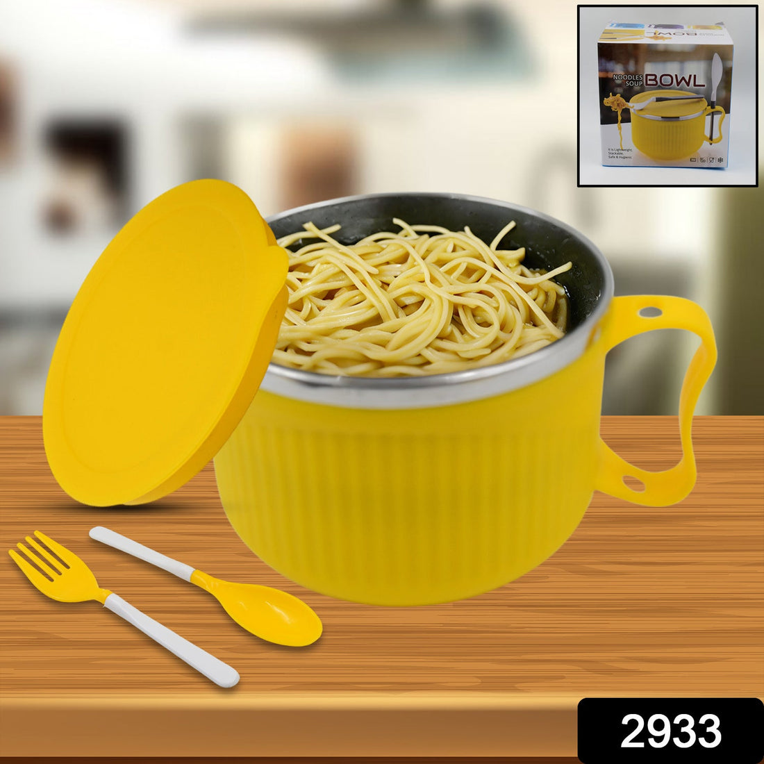 Red soup bowl with lid and handle, perfect for breakfast, snacks, ramen, and beverages. Easy to clean and dishwasher safe.