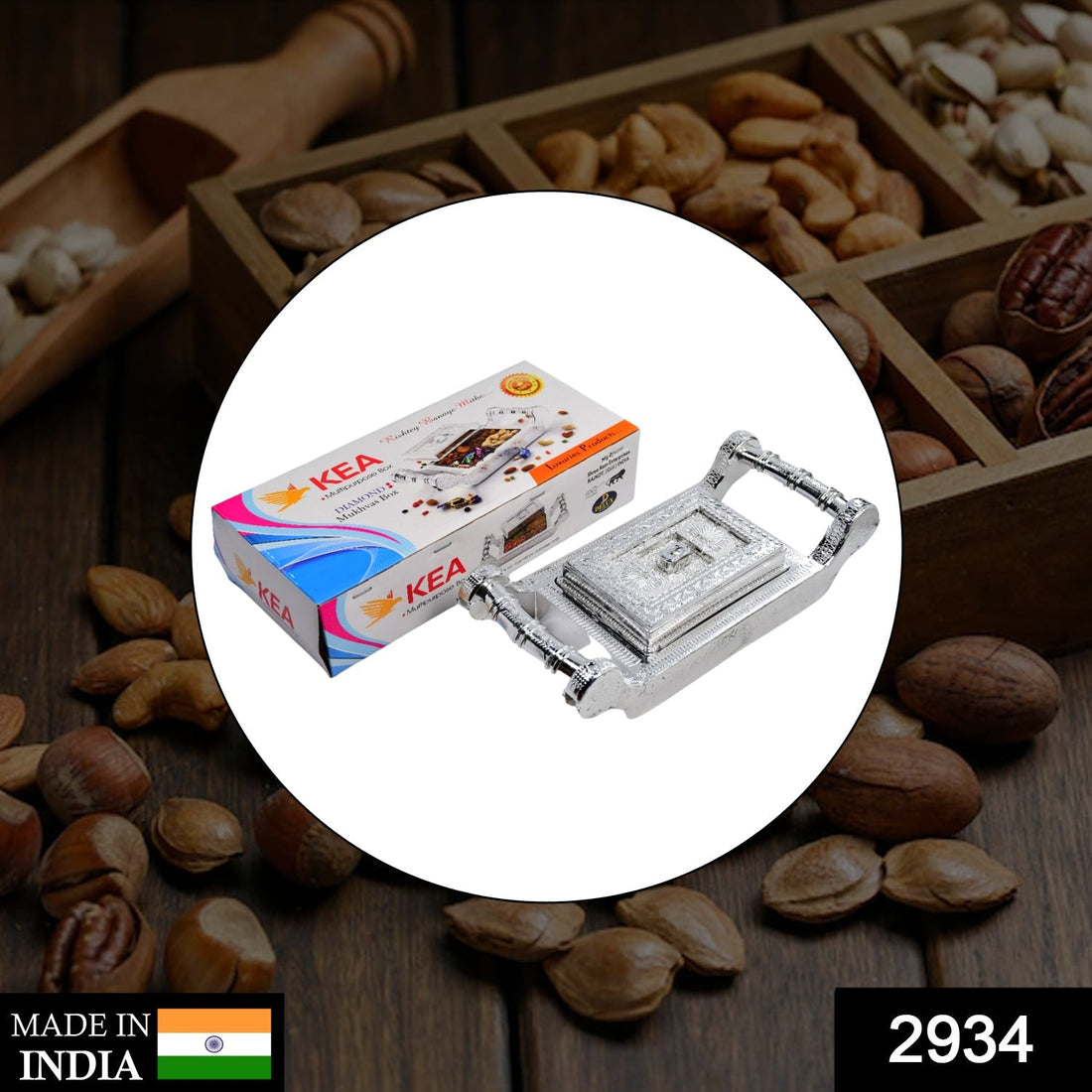 Elegant decorative platter for serving dry fruits, mukhvas, and snacks. Perfect for parties and festive occasions.