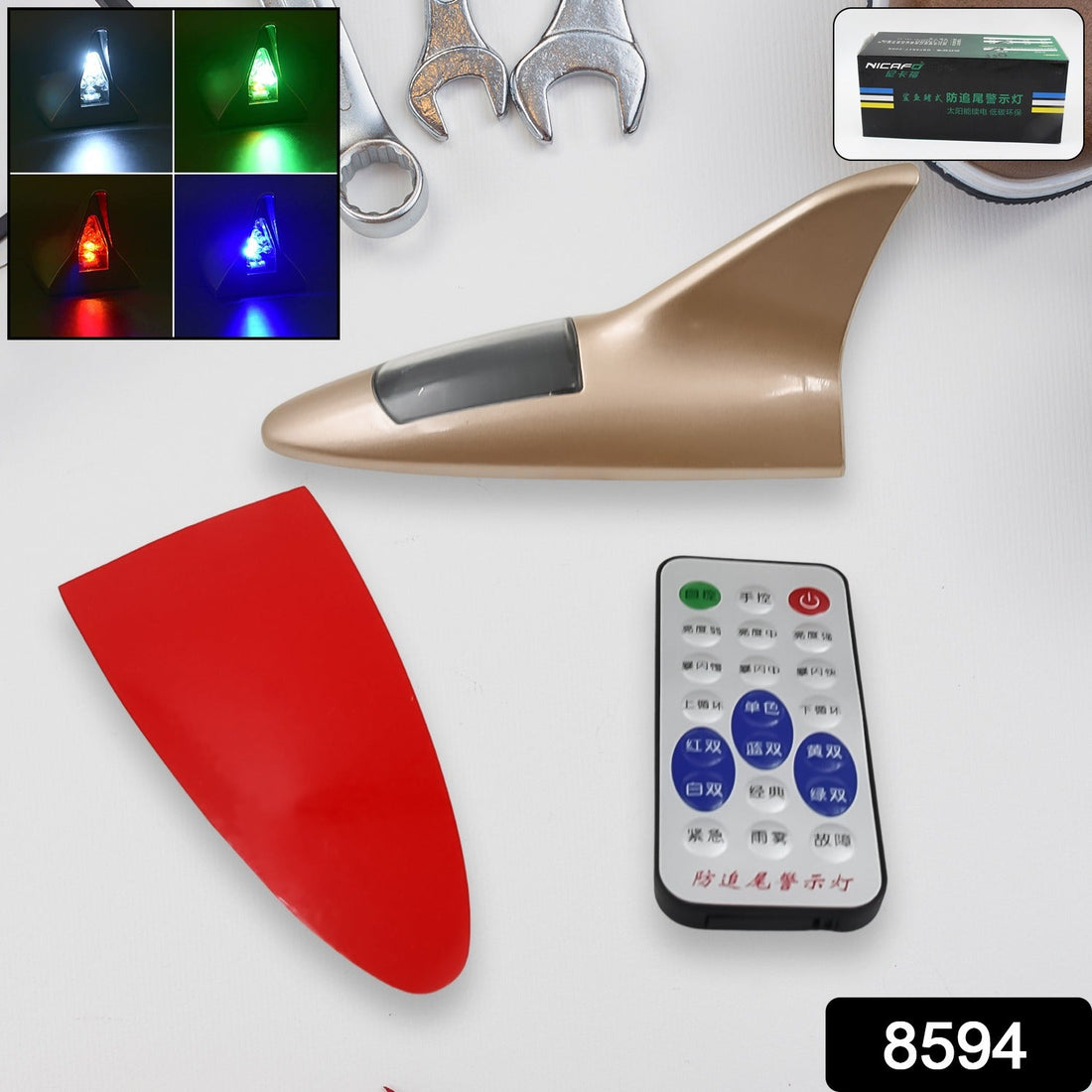 Shark Fin Light With Remote, LED Signal Antenna Solar Shark Fin Car Roof Light Sensor Decoration Flashing Lamps, Solar Powered Radio Signal for Car Lamp Accessories (1 Pc)  - Shopmania Wholesale