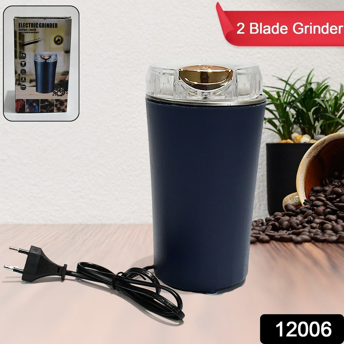 Mini Mixer, Small Blander, powerful Mini Grinder, Electric Coffee Bean Grinder Machine Portable Grinder for Home and Office 1.5L Capacity, 200w (2 Blade Grinder) your brand