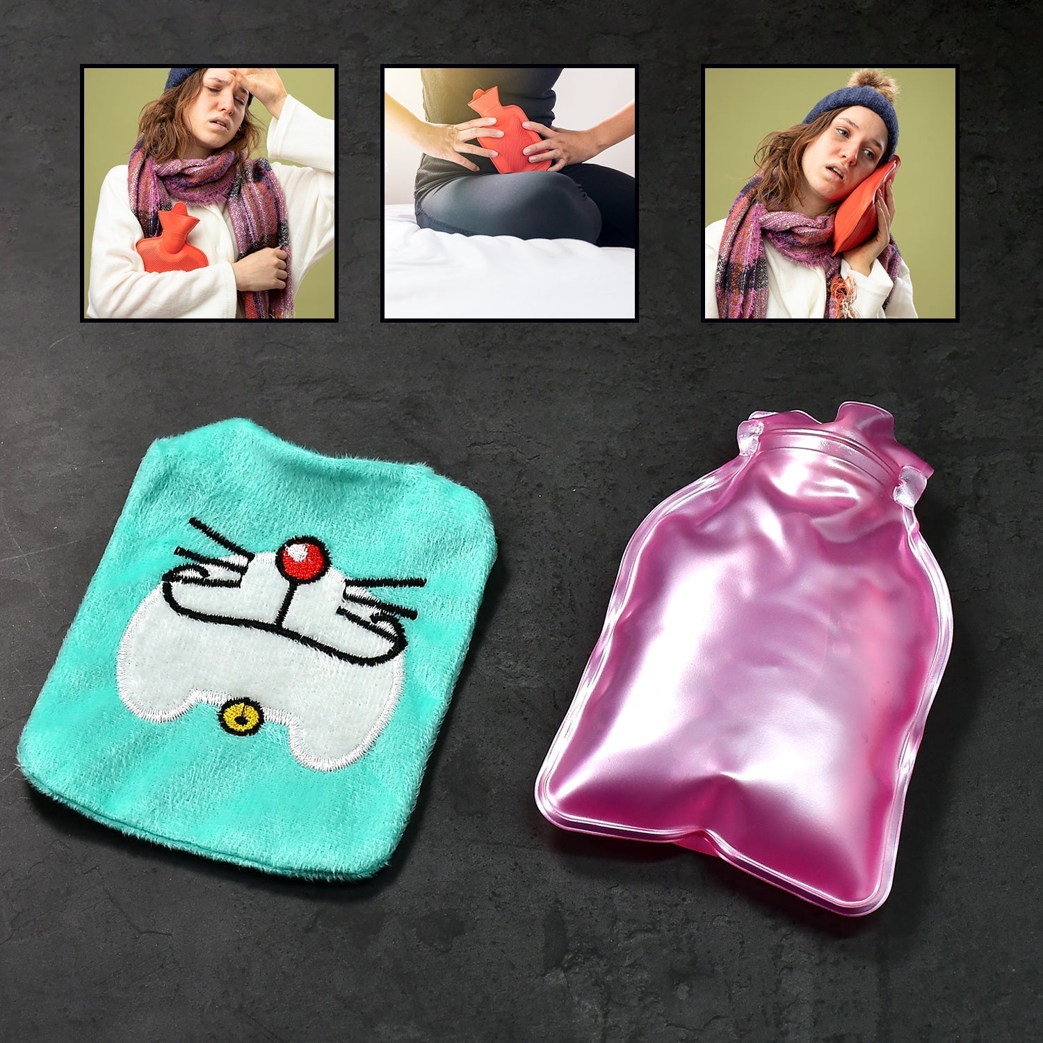 Doremon Cartoon Small Hot Water Bag with Cover for Pain Relief your brand