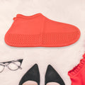 Non-Slip Silicone Rain Reusable Anti skid Waterproof Fordable Boot Shoe Cover (Medium Size / 1 Pair / Red) your brand