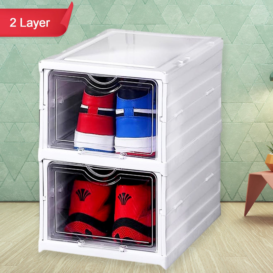 Stackable Multifunctional Storage, for Clothes Foldable Drawer Shelf Basket Utility Cart Rack Storage Organizer Cart for Kitchen, Pantry Closet, Bedroom, Bathroom, Laundry (2 / Layer 1 Pc) - Shopmania Wholesale