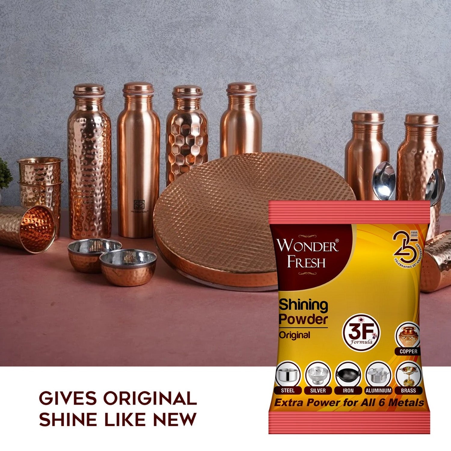 Shining Powder, Cleans and Polishes Copper, Brass, Silver, Aluminum, Iron, and Steel, Removes Tarnish and Oxidation (200 GM) - Shopmania Wholesale