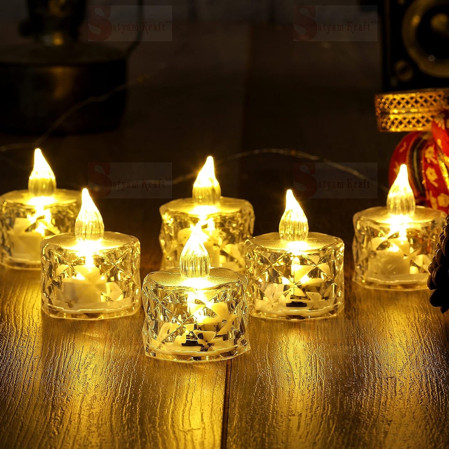 12 Pcs Flameless and Smokeless Decorative Acrylic Candles Transparent Led Tea Light Candle for Gifting, House, Diwali, Christmas, Festival, Events Decor Candles - Shopmania Wholesale