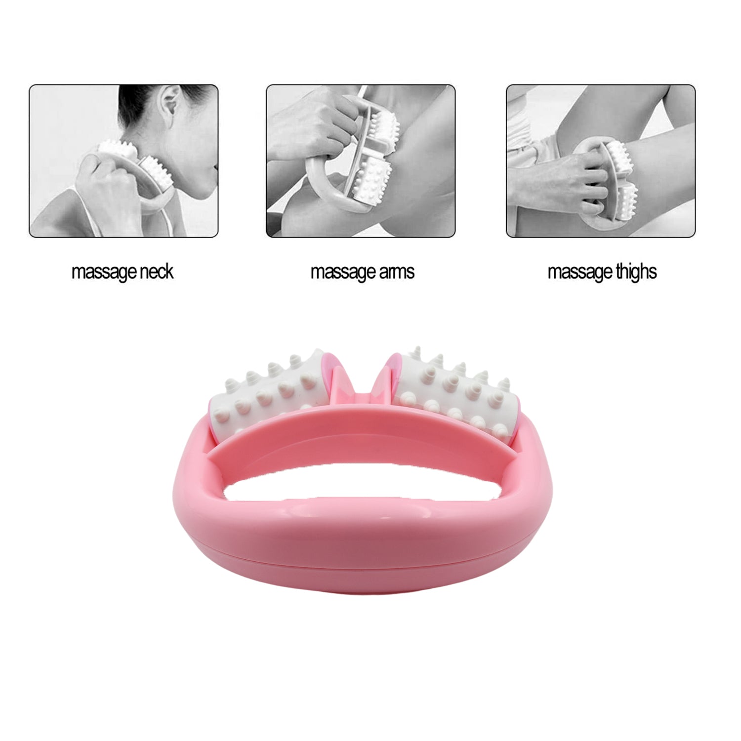 Manual Round Handle Plastic 2 Rollers Massage Roller Cellulite Roller for Legs, Arms, Back, Muscle Pain Relief and Muscle Relaxation - Shopmania Wholesale