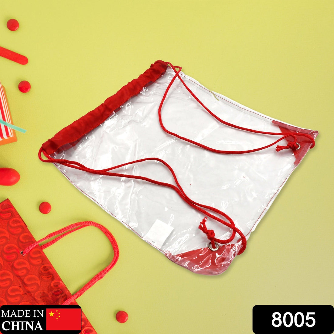 Transparent plastic waterproof pouch for gym, travel, and sports.