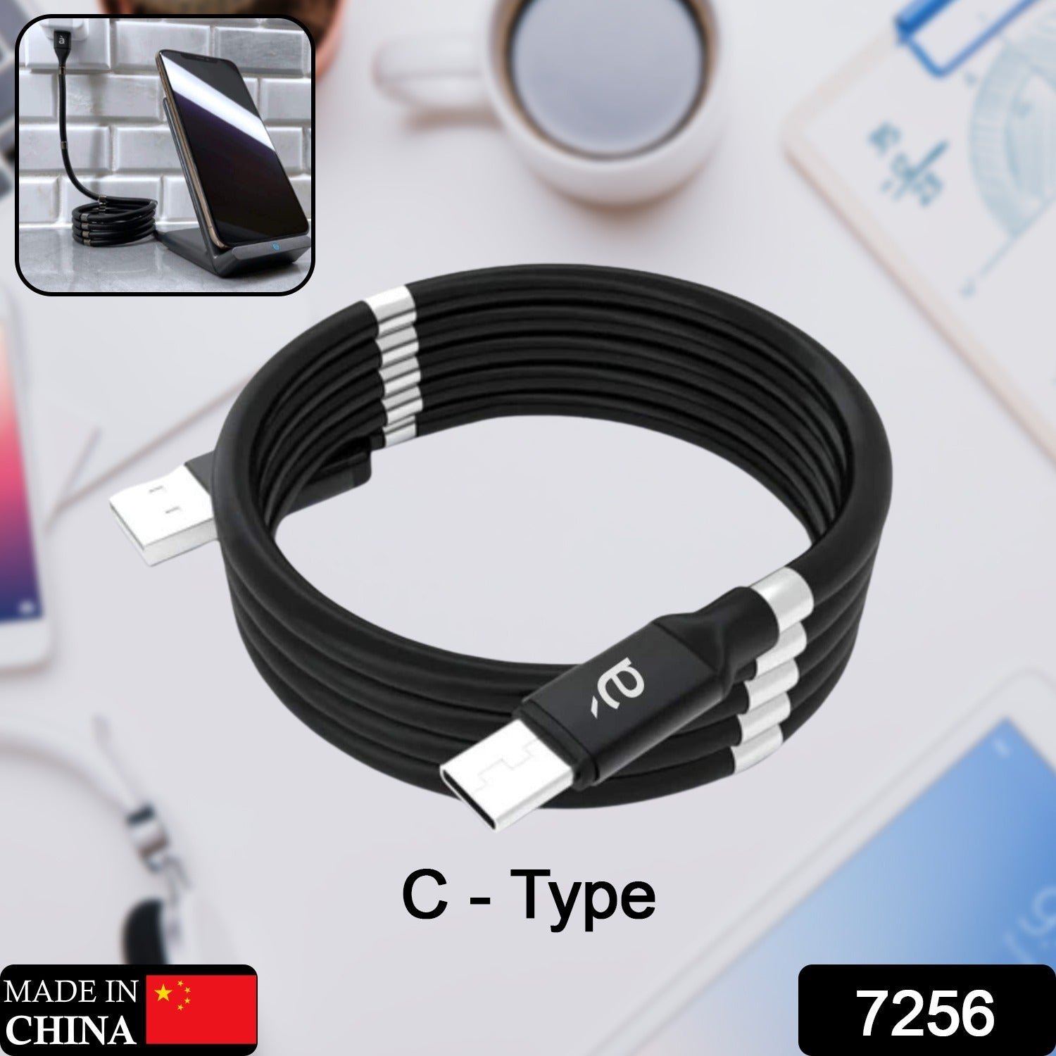 USB Cable, Charging Cable 3A Fast Charge and Sync Most Stunning Charging Cable, Magnetic Charging Cable Charging Cable for Phone (Compatible with (No More Messy Cables in Car & Home), (120 CM), ( Black), One Cable) - Shopmania Wholesale