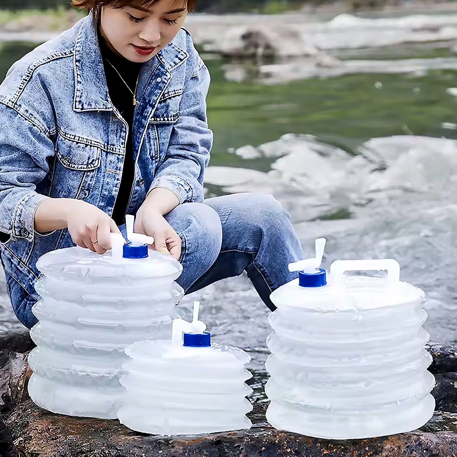 Outdoor Camping Collapsible Portable Water Container with Carry Handle Tap Valve Large Food Grade - Shopmania Wholesale