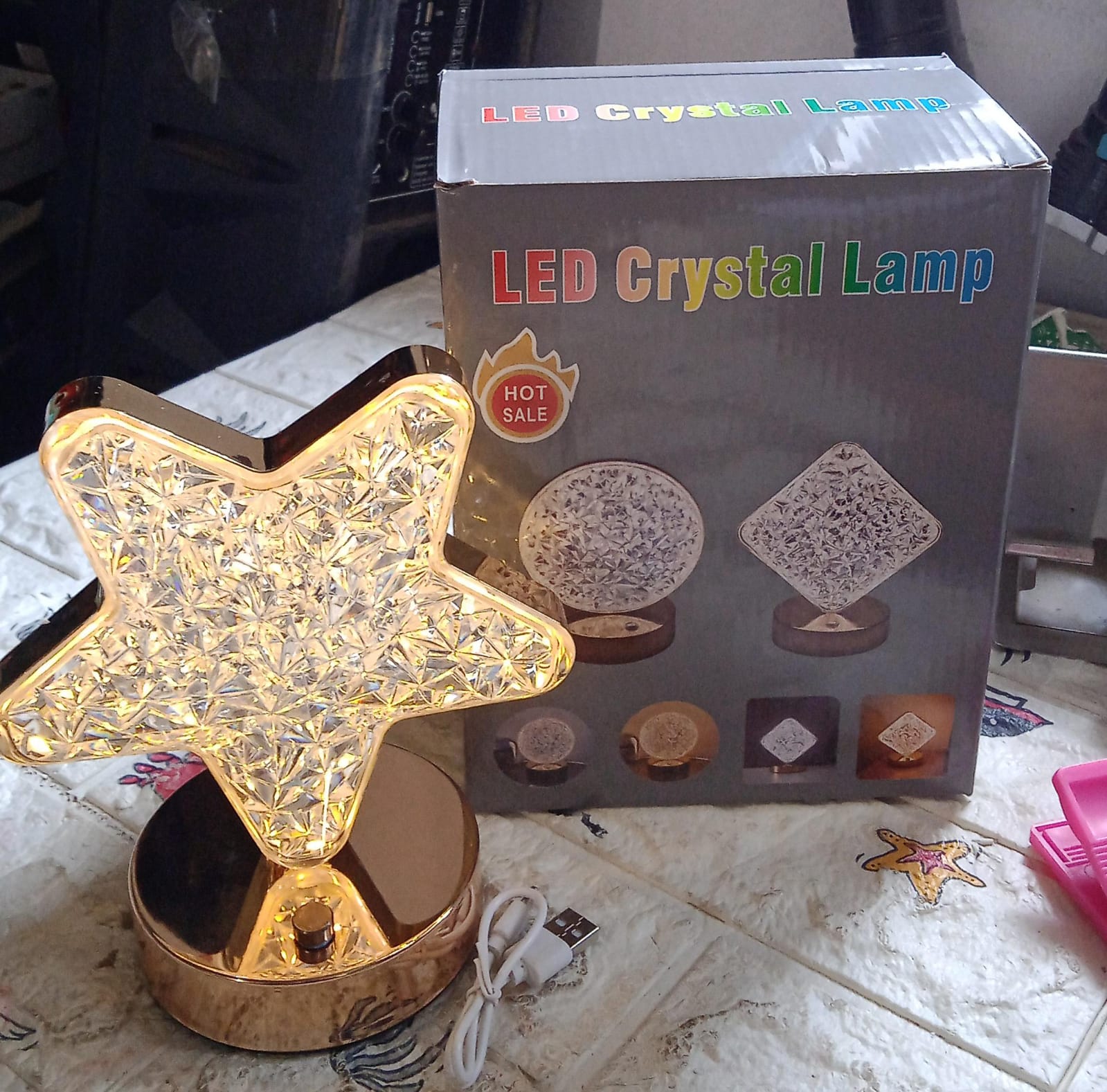 Star Shape Crystal Diamond Lamp Cordless Luxury Lamp with USB Rechargeable, 3-Way Dimmable & Touch Control Decorative Nightstand Lamp for Bedroom, Living Room, Party, Restaurant Decor (1 Pc ) - Shopmania Wholesale