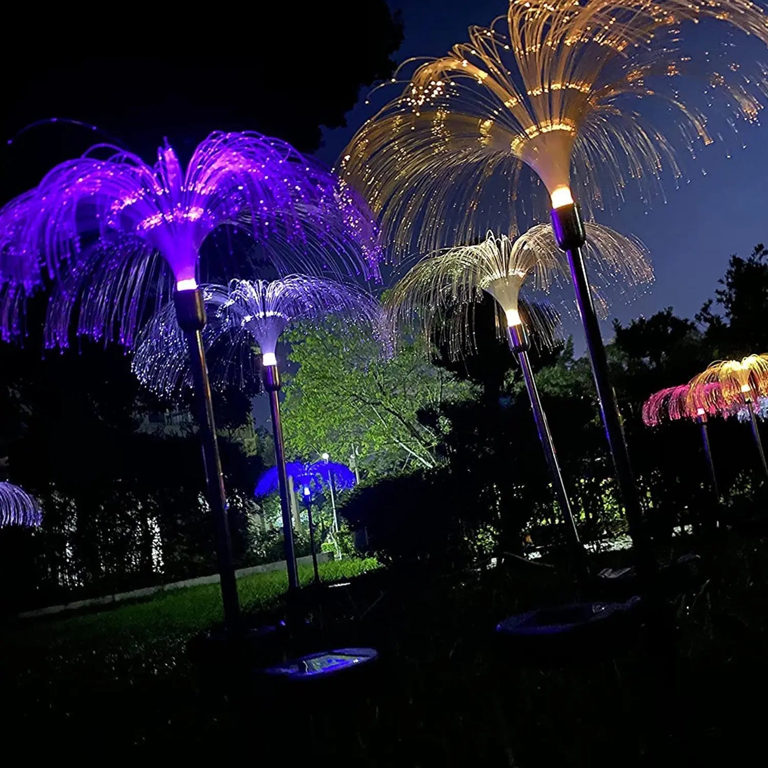 2pcs Garden Solar Outdoor Lights Decorative , 7 Colors Changing RGB Light Waterproof Flower Jellyfish Firework Decor for Garden Patio Landscape Pathway Yard Holiday Decor your brand